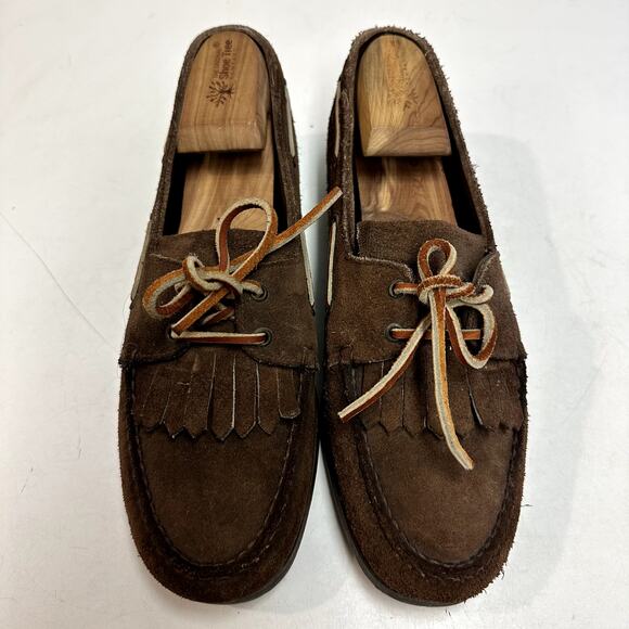 Rancourt & Co x Polo Ralph Lauren Brown Suede Kiltie Moc Loafer Bench Made USA 9 - Picture 2 of 12